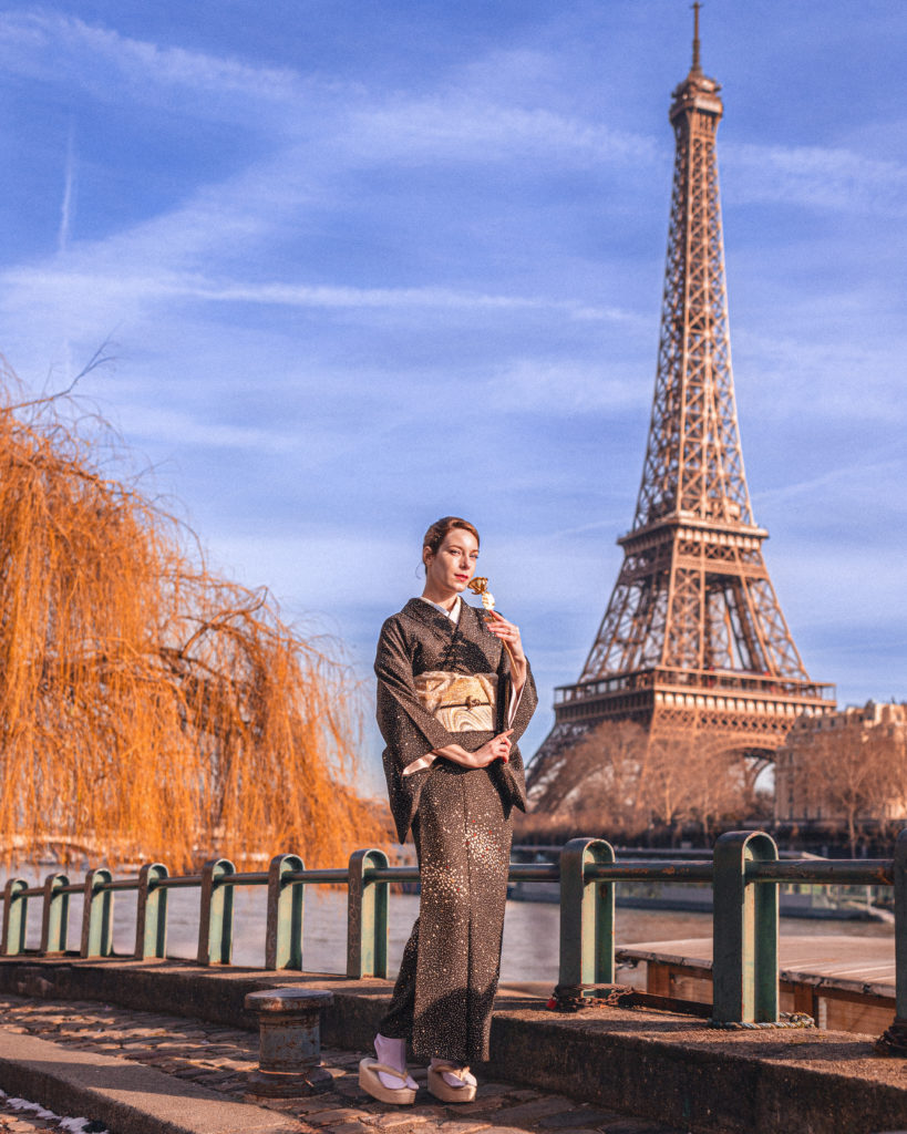 Traditional kimono photoshoot in Paris France
